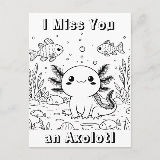 Schattigee axolotl | Kleurplaat van kind Briefkaart (Voorkant)