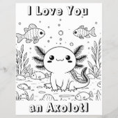Schattigee axolotl | Kleurplaat van kind Flyer (Voorkant)