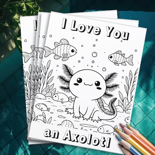 Schattigee axolotl | Kleurplaat van kind Flyer