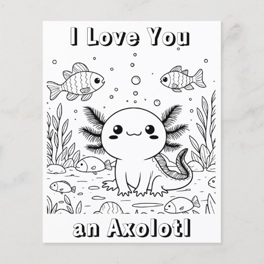 Schattigee axolotl | Kleurplaat van kind Flyer (Voorkant)