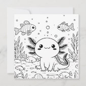 Schattigee axolotl | Kleurplaat van kind Kaart (Voorkant)