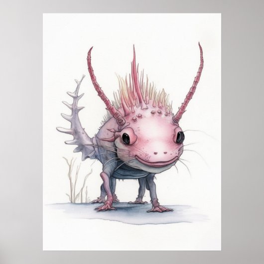 Schattigee Axolotl-kunst: Poster (Voorkant)