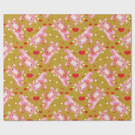 Schattigee Axolotl liefde, roze harten, leuk cadea Cadeaupapier (Vlak)