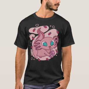 Schattigee Axolotl met Aardbeienmelk L Funny Kawai T-shirt