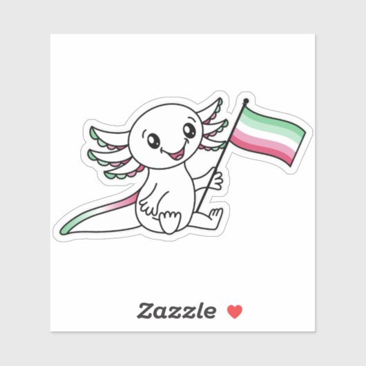Schattigee Axolotl met Abrosexual Pride Flag LGBTQ Sticker (Vel)