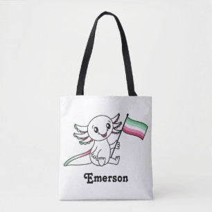 Schattigee Axolotl met Abrosexual Pride Flag LGBTQ Tote Bag