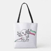 Schattigee Axolotl met Abrosexual Pride Flag LGBTQ Tote Bag (Achterkant)
