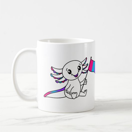Schattigee Axolotl met Androgyne Pride Flag LGBTQ+ Koffiemok (Links)