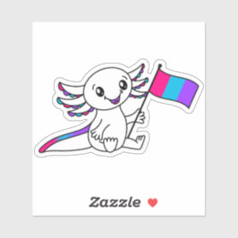 Schattigee Axolotl met Androgyne Pride Flag LGBTQ+ Sticker