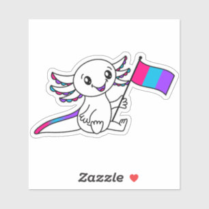Schattigee Axolotl met Androgyne Pride Flag LGBTQ+ Sticker