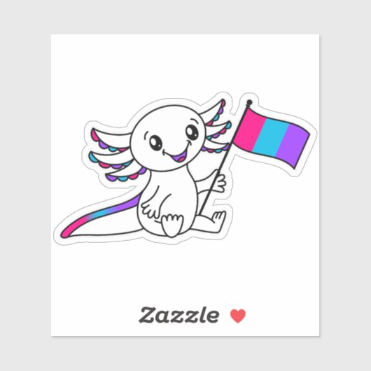 Schattigee Axolotl met Androgyne Pride Flag LGBTQ+ Sticker (Vel)