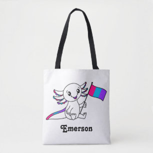 Schattigee Axolotl met Androgyne Pride Flag LGBTQ+ Tote Bag