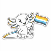 Schattigee Axolotl met AroAce Sunset Pride Flag LG Sticker (Voorkant)