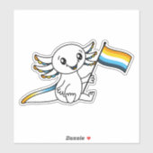 Schattigee Axolotl met AroAce Sunset Pride Flag LG Sticker (Vel)