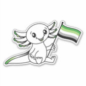 Schattigee Axolotl met Aromantische Aro Pride Vlag Sticker (Voorkant)
