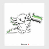 Schattigee Axolotl met Aromantische Aro Pride Vlag Sticker (Vel)
