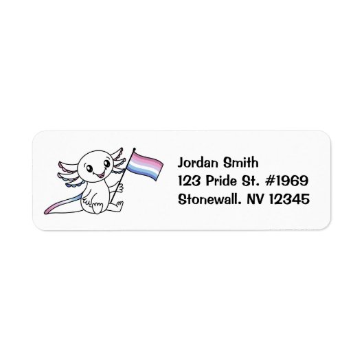 Schattigee Axolotl met Bigender Pride Flag LGBTQ+ Etiket (Voorkant)