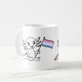 Schattigee Axolotl met Bigender Pride Flag LGBTQ+ Koffiemok (Voorkant links)