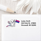 Schattigee Axolotl met Biseksuele Pride Vlag LGBTQ Etiket (Insitu)