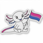 Schattigee Axolotl met Biseksuele Pride Vlag LGBTQ Sticker (Voorkant)