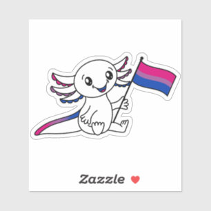 Schattigee Axolotl met Biseksuele Pride Vlag LGBTQ Sticker