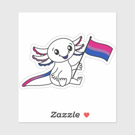 Schattigee Axolotl met Biseksuele Pride Vlag LGBTQ Sticker (Vel)