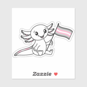 Schattigee Axolotl met Demigirl Pride Flag LGBTQ+ Sticker