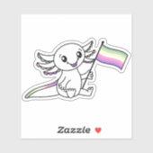 Schattigee Axolotl met Genderfae Pride Flag LGBTQ+ Sticker (Vel)