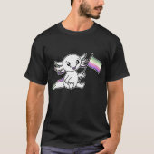 Schattigee Axolotl met Genderfae Pride Flag LGBTQ+ T-shirt (Voorkant)