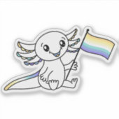Schattigee Axolotl met Genderfaun Pride Flag LGBTQ Sticker (Voorkant)