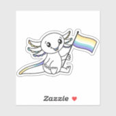Schattigee Axolotl met Genderfaun Pride Flag LGBTQ Sticker (Vel)