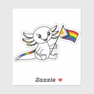 Schattigee Axolotl met Intersex Quasar Pride Flag Sticker