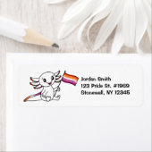 Schattigee Axolotl met Lesbische Pride Vlag LGBTQ+ Etiket (Insitu)