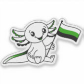Schattigee Axolotl met Neutrois Pride Flag LGBTQ+ Sticker (Voorkant)