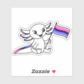 Schattigee Axolotl met Omnisexual Pride Flag LGBTQ Sticker (Vel)