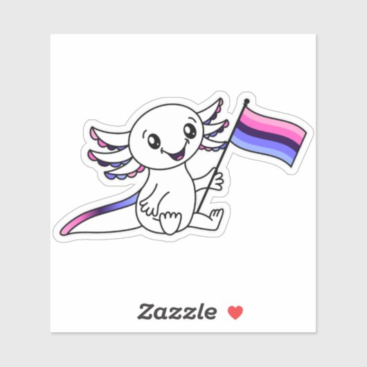 Schattigee Axolotl met Omnisexual Pride Flag LGBTQ Sticker (Vel)