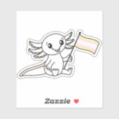 Schattigee Axolotl met Pangender Pride Flag LGBTQ+ Sticker (Vel)