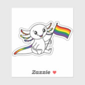 Schattigee Axolotl met Rainbow Pride Flag LGBTQ+ Sticker (Vel)