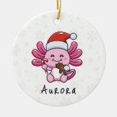 Schattigee Axolotl met Santa Hat & Candy Cane Chri Keramisch Ornament (Voorkant)