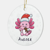 Schattigee Axolotl met Santa Hat & Candy Cane Chri Keramisch Ornament (Links)