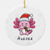 Schattigee Axolotl met Santa Hat & Candy Cane Chri Keramisch Ornament (Achterkant)