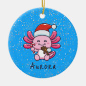 Schattigee Axolotl met Santa Hat & Candy Cane Chri Keramisch Ornament (Voorkant)