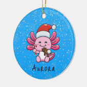 Schattigee Axolotl met Santa Hat & Candy Cane Chri Keramisch Ornament (Links)