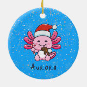 Schattigee Axolotl met Santa Hat & Candy Cane Chri Keramisch Ornament (Achterkant)