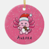 Schattigee Axolotl met Santa Hat & Candy Cane Chri Keramisch Ornament (Voorkant)