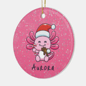 Schattigee Axolotl met Santa Hat & Candy Cane Chri Keramisch Ornament (Links)