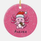 Schattigee Axolotl met Santa Hat & Candy Cane Chri Keramisch Ornament (Achterkant)