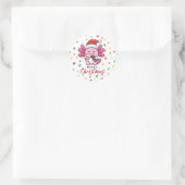 Schattigee Axolotl met Santa Hat Kawaii Stijl Ronde Sticker (Tas)
