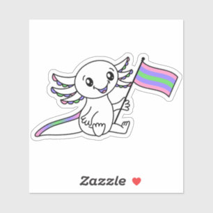 Schattigee Axolotl met Trigender Pride Flag LGBTQ+ Sticker