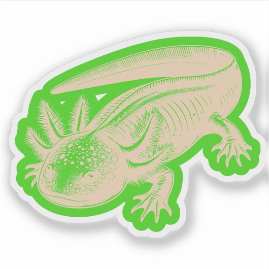 Schattigee Axolotl Nieuwe Design Deep Wood Pallete Sticker (Voorkant)